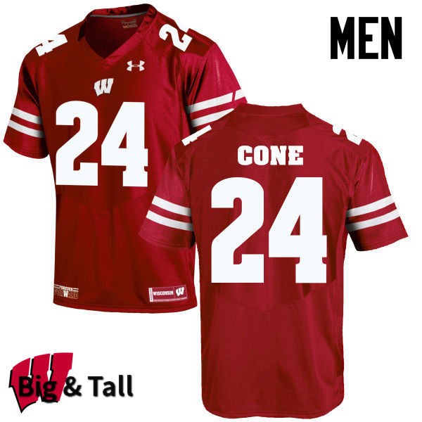 Wisconsin Badgers Men's #24 Madison Cone NCAA Under Armour Authentic Red Big & Tall College Stitched Football Jersey AT40I46YQ
